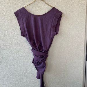 Bohemian folk short sleeve hemp wrap reversible top size M color plum